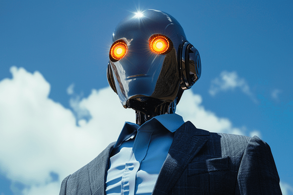 Robot wearing a business suit
