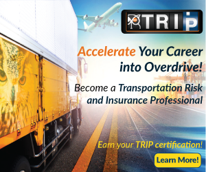 IRMI logo, ad for Transportation Risk and Insurance Professional certification