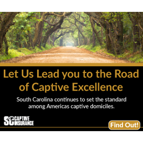 Ad--South Carolina Captive Insurance written below a forest path