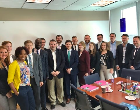 Group photo of Butler Bermuda students in an office