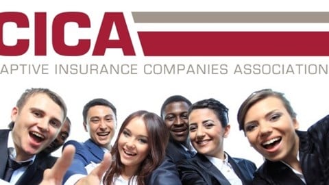 CICA Captive Insurance Companies Association Logo and several businessprofessionals extending hands to greet and assist.