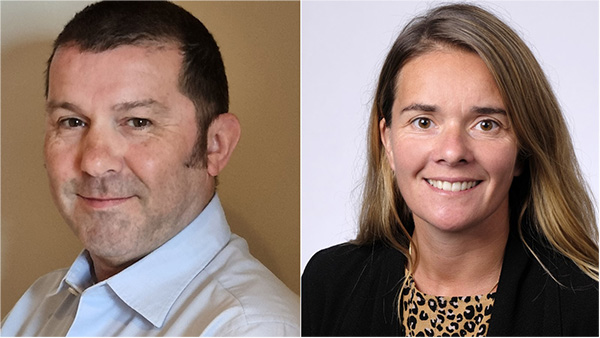 Headshots of Steve Nash (left) and Elyse Dandeker (right)