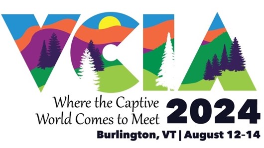 Colorful VCIA Logo Promoting 2024 Conference for Vermont Captive Industry
