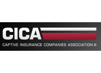 Captive Insurance Companies Association white and red strip logo in black gradient box