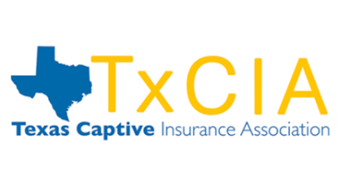 Texas Captive Insurance Association TxCIA blue state and yellow text logo