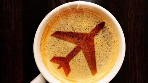 Coffee with airplane design in foam