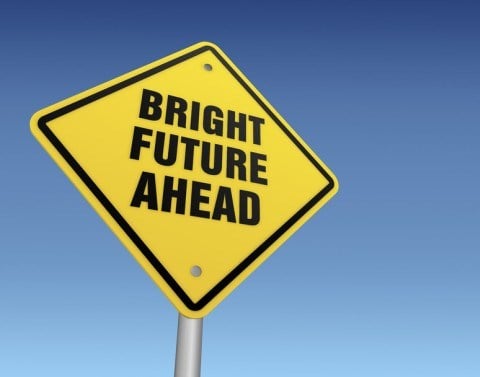 Road sign saying Bright Future Ahead