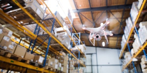 Drone Flying in Warehouse