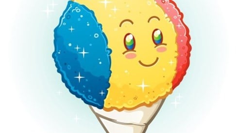 Snow cone with happy face on top