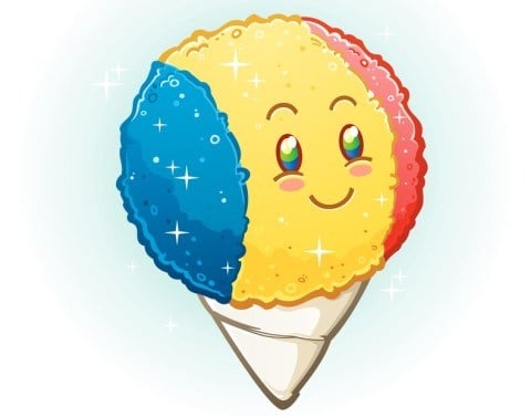 Snow cone with happy face on top