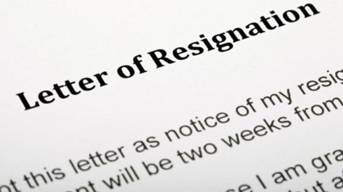 Letter of resignation giving two weeks notice