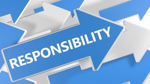 The Word Responsibility Written Across an Arrow Pointing Right Surrounded by Other Right-Pointing Arrows