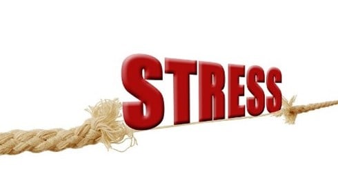 A rope being pulled apart and breaking with the word stress in the middle of the break