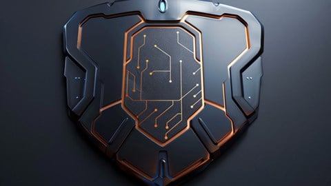 A metal shield with a circuit pattern on it