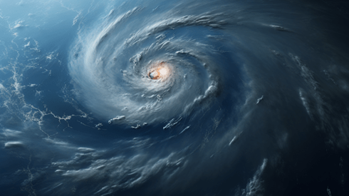Satellite photo of a hurricane as seen from space