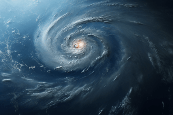 Satellite photo of a hurricane as seen from space