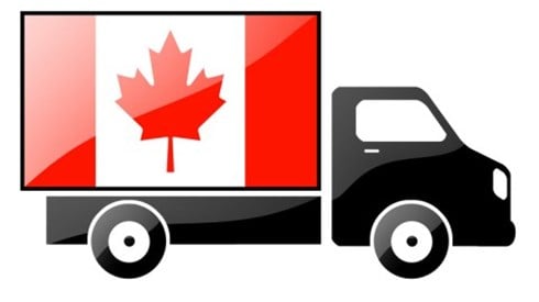 Grey pickup truck icon with the red Canadian Flag on the cargo bed