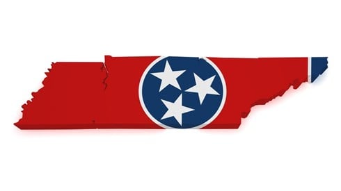 Shape of the State of Tennessee colored in its flag
