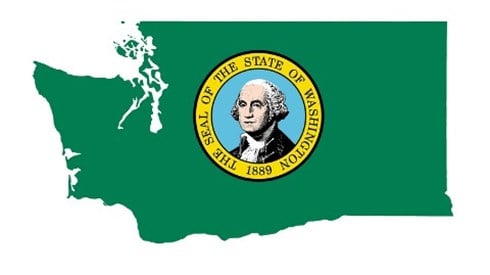 Washington State Seal With George Washington On Green State Map