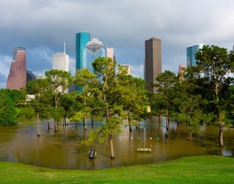 Image of flooded playground in Houston
