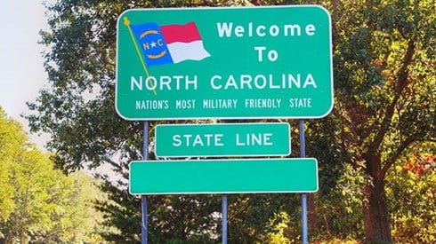 Welcome to North Carolina State Line Roadside Sign