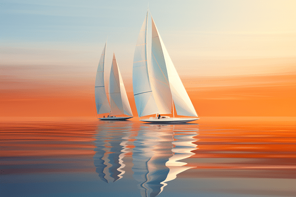 Two sailboats sailing together on the water
