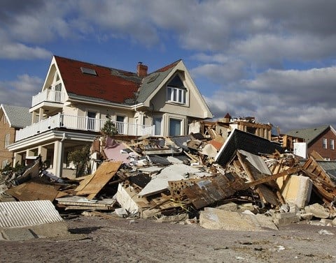 Beach house damaged by hurricane