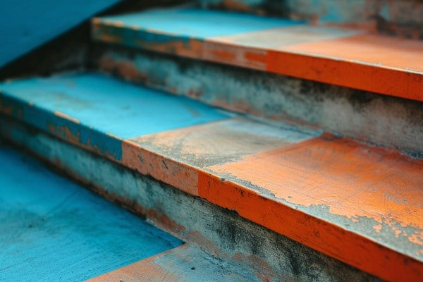 Close-up of two steps of a staircase