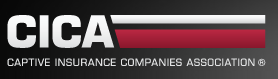 Captive Insurance Companies Association white and red strip logo in black gradient box