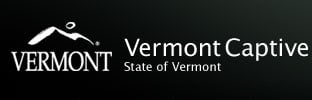 Vermont Captive mountain outline logo inside black box with contrasting white text