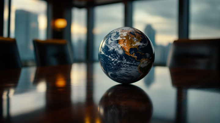 globe on a conference table