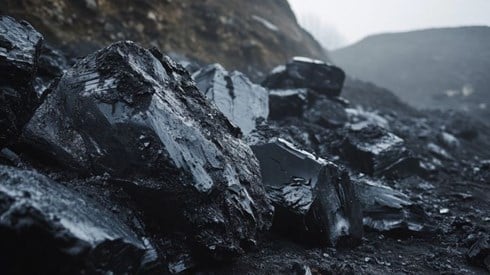 pieces of coal in the ground