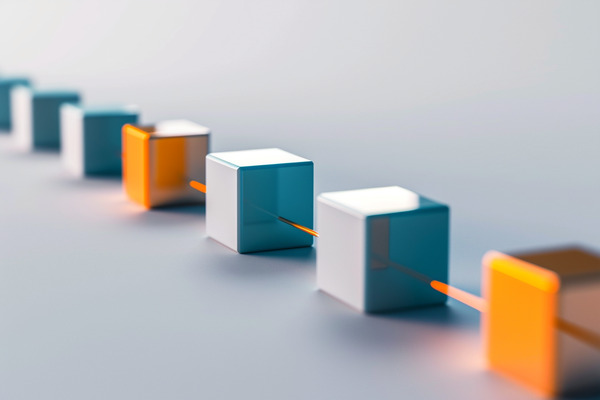 A row of blocks connected in a chain