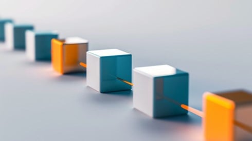 A row of blocks connected in a chain