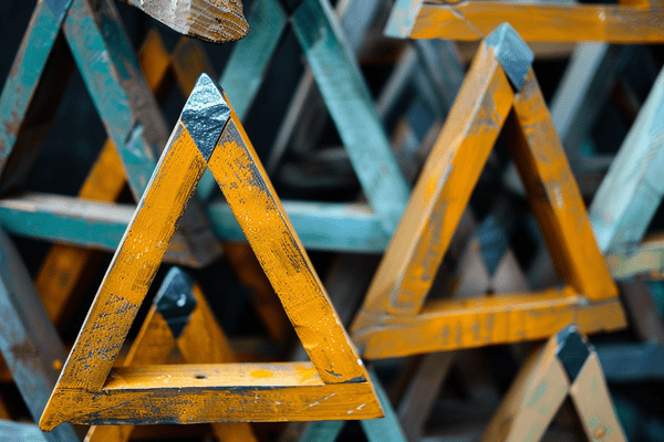 Wooden orange and blue triangles