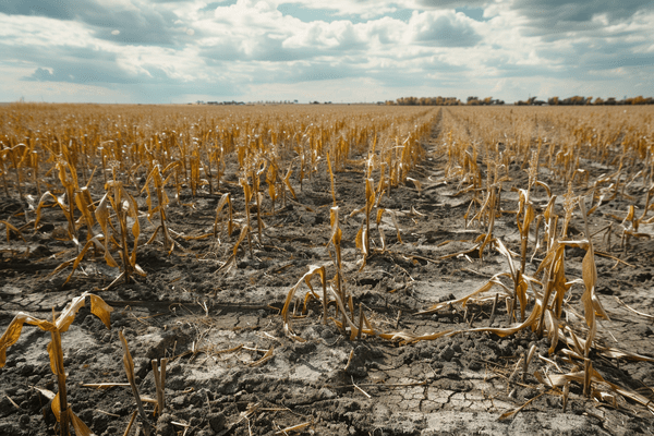 Dead crops in a dry field