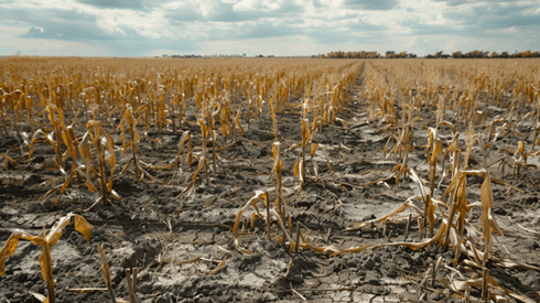 Dead crops in a dry field