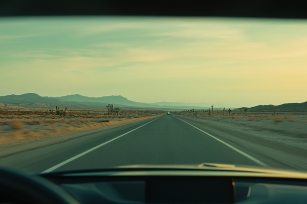 A car driving on a highway