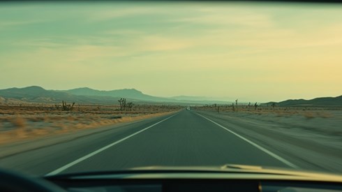 A car driving on a highway