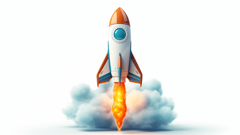 Rocket taking off straight up into the air