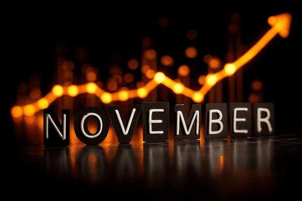 The word "November" next to an upward trending line graph