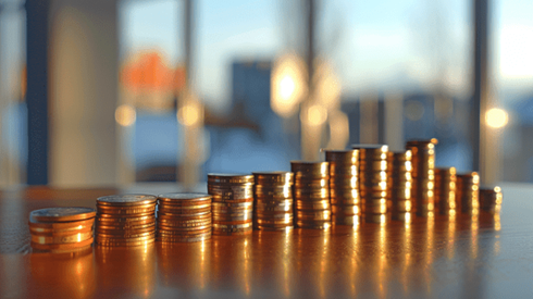 Stacked coins forming a decreasing bar graph