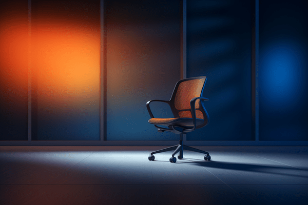 Office chair sitting under spotlight