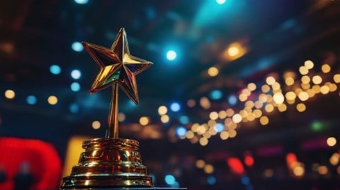 star shaped trophy on a stage
