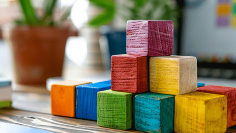 Building blocks on a desk