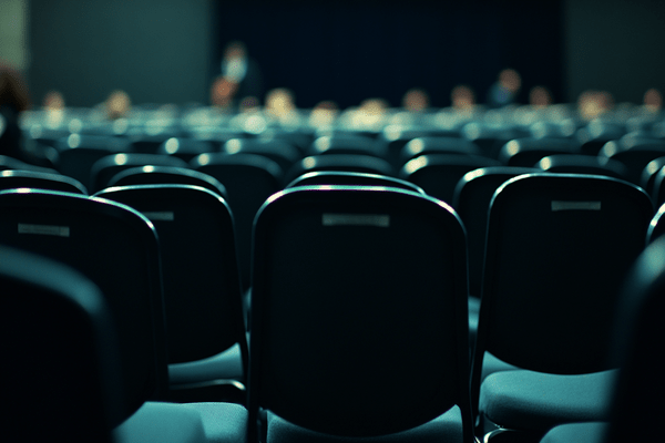 Empty chairs in an audience of a conference