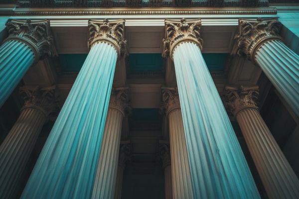 four pillars on the front of a building