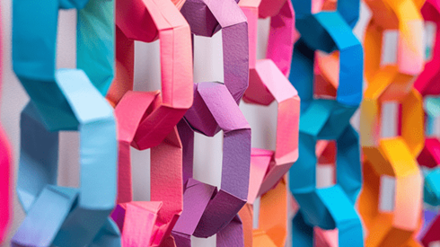 Several colorful paper chainlinks hanging down