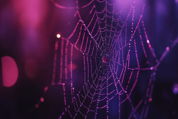 A closeup of a spider web