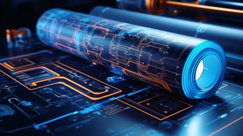 Illustrated image of digital blueprint